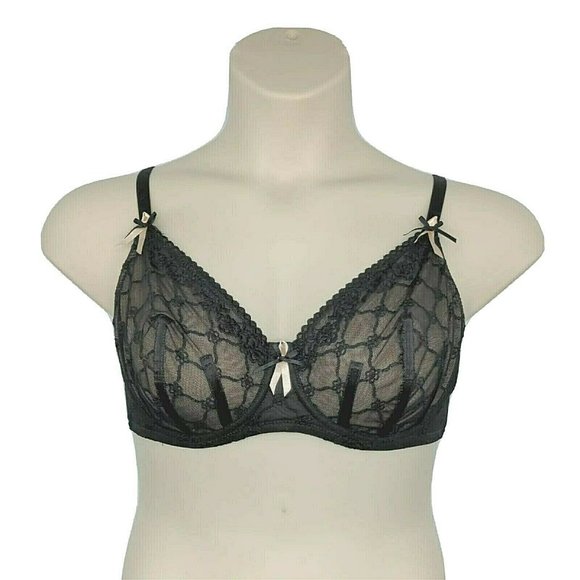 Fredericks Of Hollywood Lace U/W Full Cov Soft Cup Bra 40C Black Stye 4220 - Picture 1 of 9